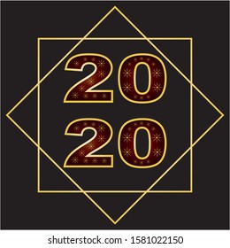 Happy new 2020 year! Elegant  text. Minimalist template.
