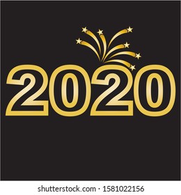 Happy new 2020 year! Elegant  text. Minimalist template.
