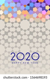 Happy new 2020 year! Ethnic template with Morocco pattern for your seasonal holidays flyers, greetings and invitations, christmas themed congratulations and cards. Vector illustration.