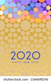 Happy new 2020 year! Ethnic template with Morocco pattern for your seasonal holidays flyers, greetings and invitations, christmas themed congratulations and cards. Vector illustration.