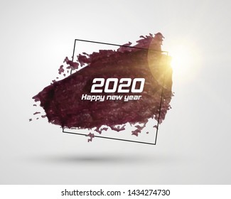 Happy New 2020 Year. Festive event banner. Hand drawn brush lettering Graduation logo. Luxury holiday brochure. Decoration element for poster or cover design. Banner in grunge style. 