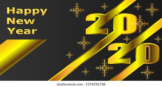 Happy New 2020 Year. Greeting card. Holiday vector illustration 2020. Festive poster or banner design