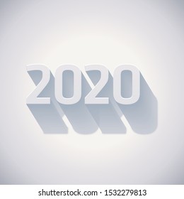 Happy New 2020 Year Greetings Card. Vector Illustration with long shadow.