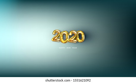 Happy New 2020 Year. Holiday Golden Numbers Poster Template. EPS10 Vector