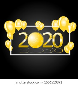 Happy New 2020 Year. Holiday illustration of golden. Text golden with background.