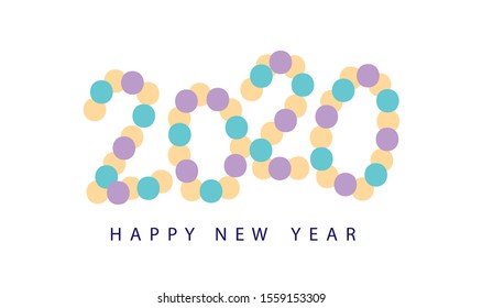 	
Happy New 2020 Year. Holiday vector illustration of numbers 2020. Festive poster or banner template design