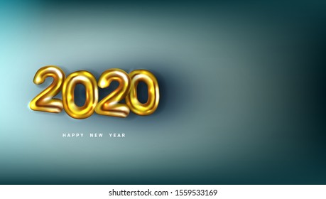 Happy New 2020 Year. Holiday Golden Numbers Poster Template. EPS10 Vector