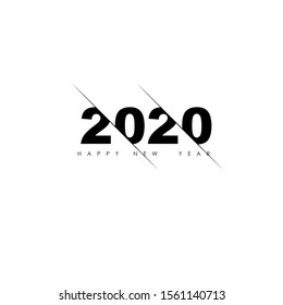 Happy New 2020 Year. Holiday vector sliced illustration of numbers 2020 isolated on white background. Festive poster or banner design