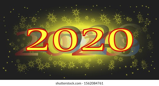 Happy New 2020 Year. Holiday vector illustration 2020. Greeting card. Festive poster or banner design