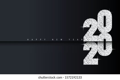 Happy New 2020 Year. Holiday vector illustration of silver metallic numbers 2020