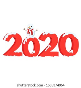 Happy New 2020 Year. Holiday vector illustration of numbers 2020.  Festive poster or banner design.