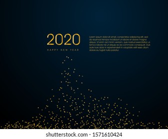 Happy new 2020 year. Luxury gold text with light. Elegant template.