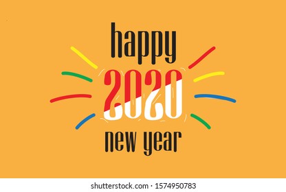 Happy new 2020 year. simple animated theme .full color 