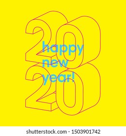 Happy New 2020 Year! Typographic minimal style poster design. Vector illustration.