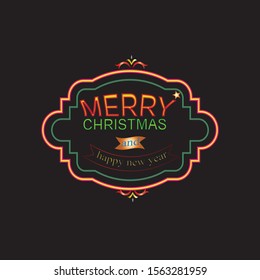 Happy New 2020 Year. Vector holiday illustration with neon effect