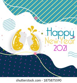 Happy new 2021, vector background. Holiday greeting card design template. Christmas and New Year posters