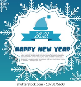 Feliz nuevo 2021, fondo vectorial. Plantilla de diseño de tarjetas de felicitación de vacaciones. Afiches de Navidad y Año Nuevo