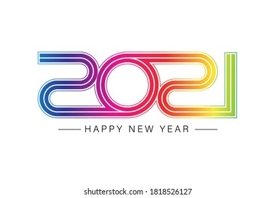 Happy new 2021 year! Elegant gold text with light. Minimalistic text