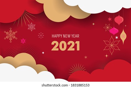 Happy new 2021 year - Elegant abstract background, banner. Vector concept design 