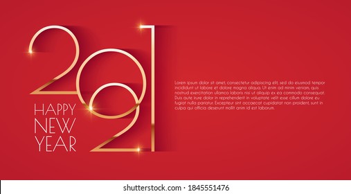 Schöner neuer 2021 Jahr Eleganter Goldtext mit Licht. Minimalistische Textvorlage.