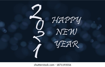 Happy new 2021 year Elegant gold text with light. Minimalistic text template, New year 2021 greeting cards with New Year wishes