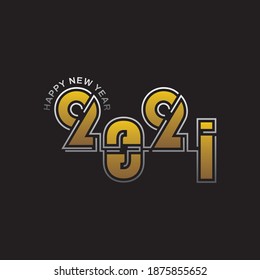 Happy new 2021 year! Elegant gold text. abstract style text template.

