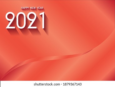 Frohes neues Jahr 2021! Eleganter weißer Text mit. Minimalistische rote Vorlage.