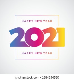 Happy new 2021 year. Elegant colored text. Isolated on white background. Vector illustration