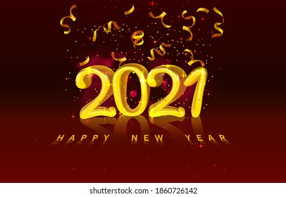 Happy New 2021 Year, holiday cover festive. Vector illustration