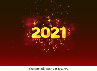 Happy New 2021 Year, holiday cover festive. Vector illustration