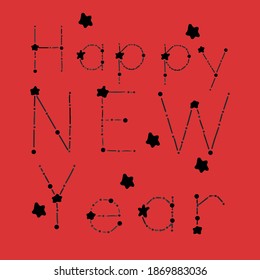 Happy New 2021 Year. Holiday Vector Illustration With star constellation Lettering Composition