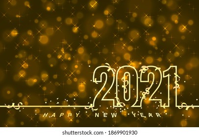 Happy New 2021 Year, holiday cover festive banner. Vector illustration