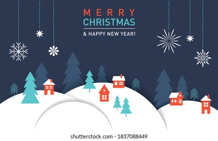 Happy new 2021 year and Merry Christmas - Greeting card, banner. 