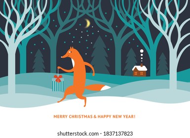 Happy new 2021 year and Merry Christmas - Greeting card, banner. 