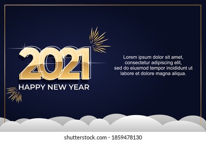 Happy new 2021 year with text. Minimalistic template