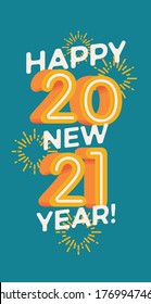 Frohes neues 2021-jähriges Vektor-Flachdesign-Element mit volumetrischen Ziffern oder Zahlen. Ideal für Winterferien, Grafik und Webdesign