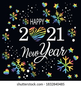 Happy New 2021 year. Vector illustration art.
