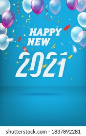 Happy new 2021 year vector card