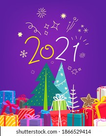 Happy new 2021 year vector banner 