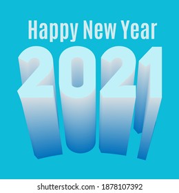 Happy New 2021 Year. Vector holiday illustration of paper cut numbers on golden paint background. Festive event banner. Decoration element for poster or cover design