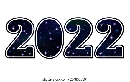 Happy New 2022 Year card with christmas night sky, vector illustration