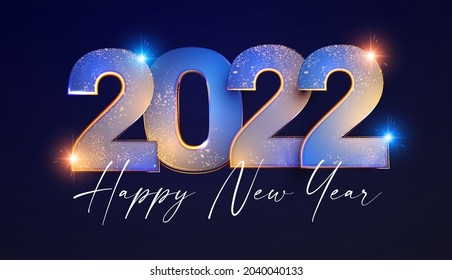 Happy New 2022 Year Elegant Text With Light Effects.