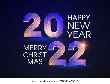 Happy new 2022 year Elegant text with light effects.