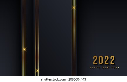 Happy new 2022 year Elegant gold background gold line, deep shadow and light.