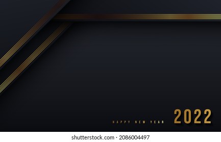 Happy new 2022 year Elegant gold background gold line, deep shadow and light.