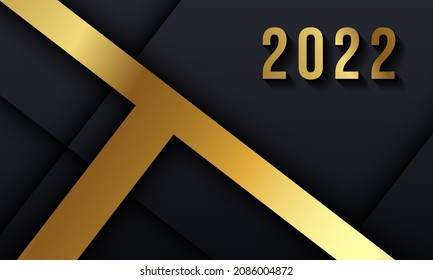 Happy new 2022 year Elegant gold background gold line, deep shadow and light.