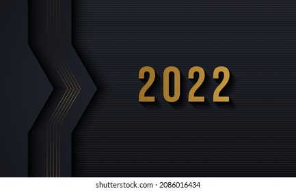 Happy new 2022 year Elegant gold background gold line, deep shadow and light.