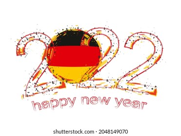 Happy New 2022 Year with flag of Germany. Holiday grunge vector illustration.