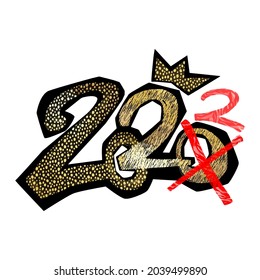 Happy new 2022 year gold doodle