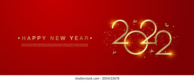 Happy new 2022 year gold number background.